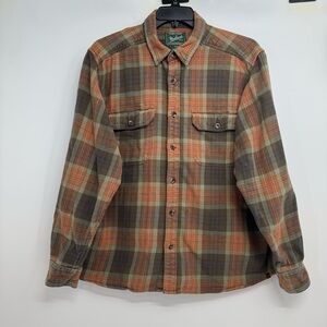 Woolrich  6111 Heavy Cotton Flannel Shirt Jacket Men's XL Brown Shacket